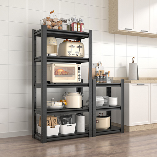 Kitchen rack with wheel fence carbon steel floor-standing thickened multi-layer with storage rack household microwave rack