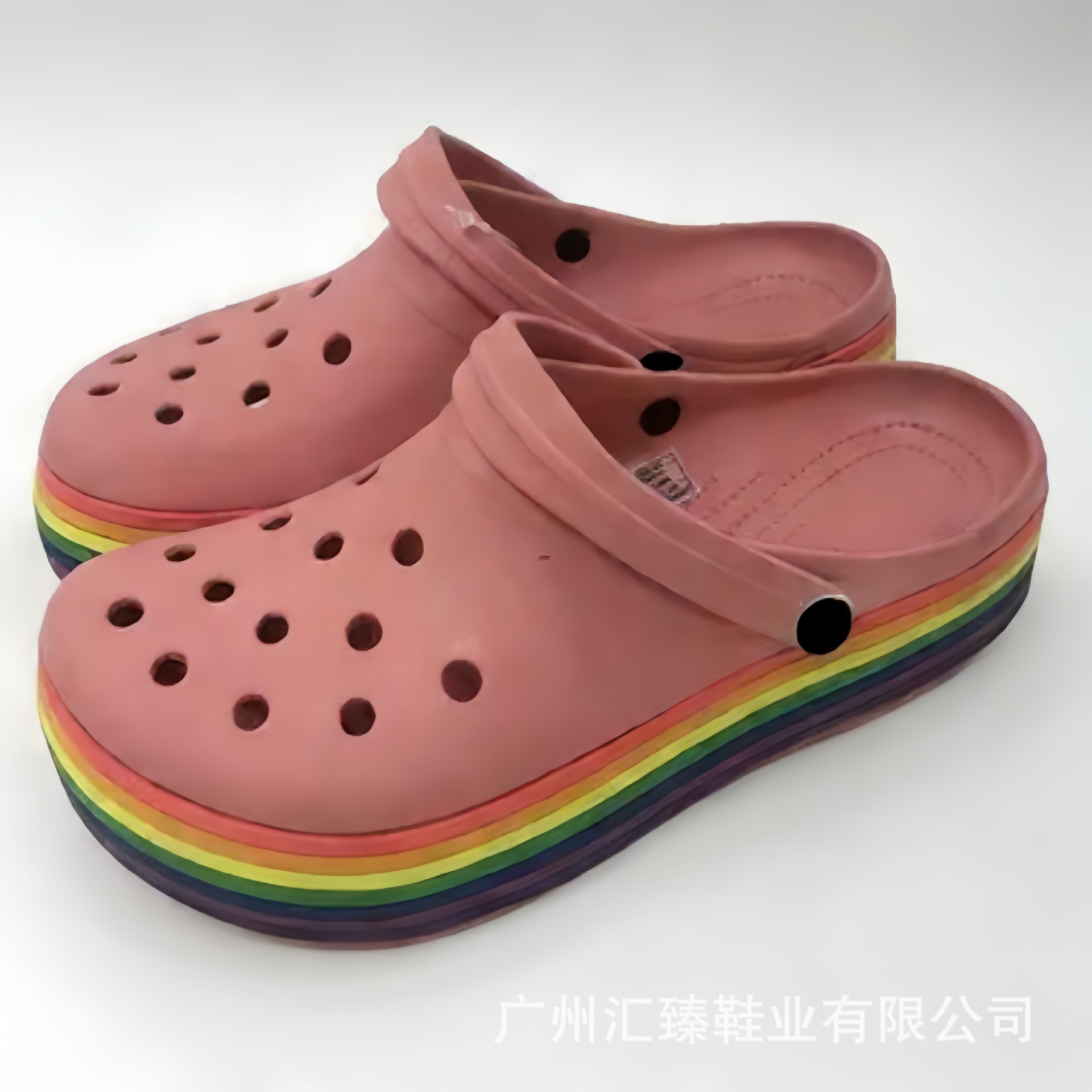 Zapatos de cañón para mujeres con base gruesa Carobán verano nuevo arco iris anti-deslizante con base suave zapatillas de playa transpirables