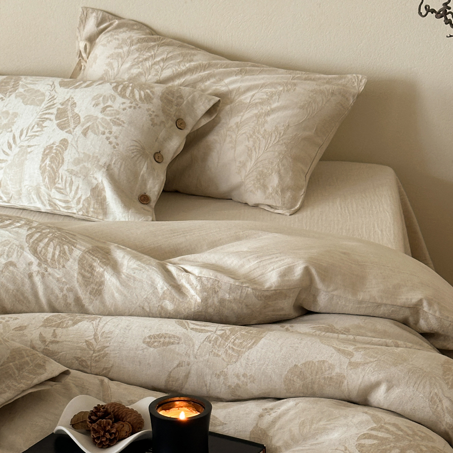 Japanese Wabi-Sabi Style Yarn-Dyed Jacquard Cotton and Linen Bedding Four-Piece Set Lazy and Rustic B&B Quilt Cover Bed Sheetss Bedding