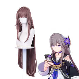 动漫cos假发头套 崩坏 星穹铁道 黑塔 层次感紫色长直发女cosplay