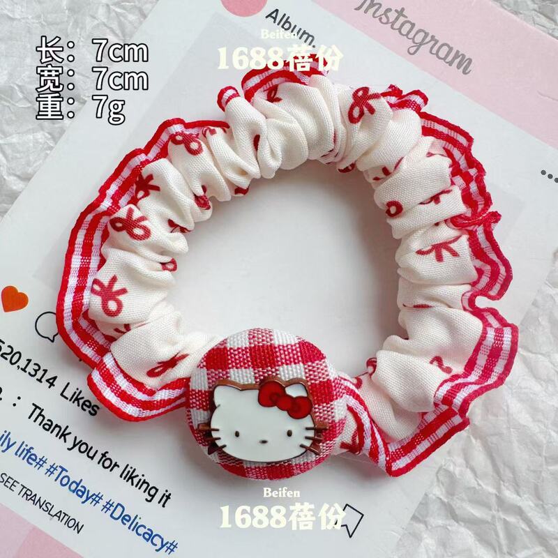 红蓝色系猫咪小肠发圈甜美少女心高颜值马尾发绳可爱精致扎发皮筋|undefined
