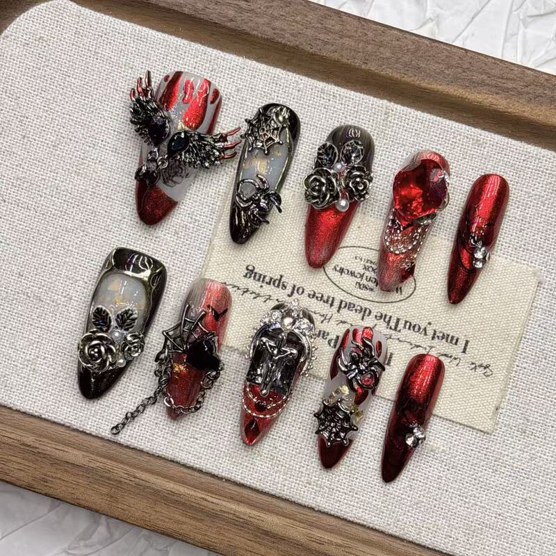 Dark Red Tassel Cat-Eye Versatile 2026 Handmade Premium High-End Wholesale Pure Handmade Wearable Nail Art Dark Red Tassel Cat-Eye Versatile 2026 Handmade Premium High-End Wholesale Pure Handmade Wearable Nail Art
