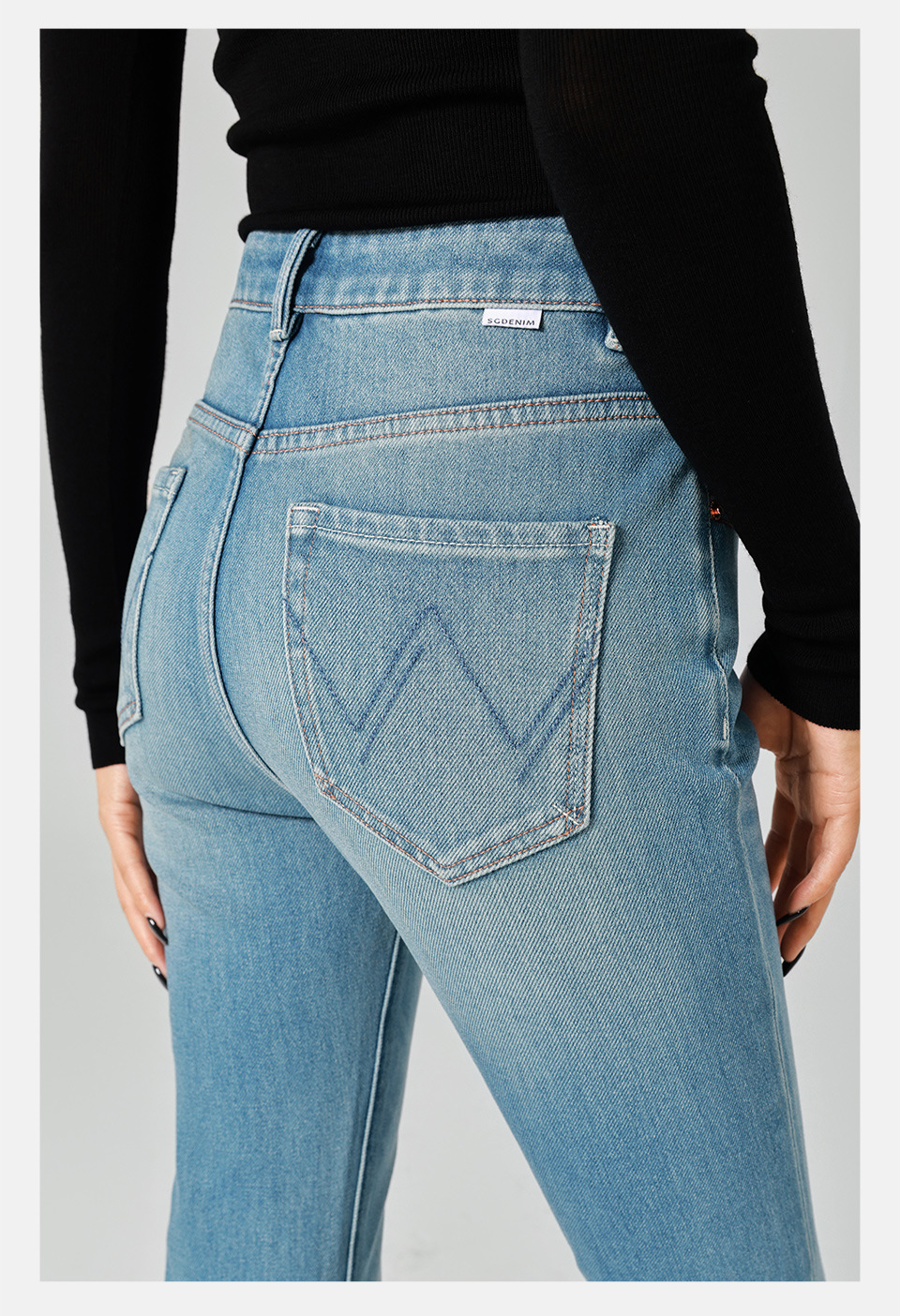 Retro High Waist Micro-horn Jeans Women's Jeans Versatile Four-season Color Four-sided Elastic Tight Body Hip Lift_ecoleips.com