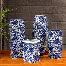 景德镇陶瓷器青花瓷笔筒毛笔摆件学生大号仿古中国风插花收纳花瓶