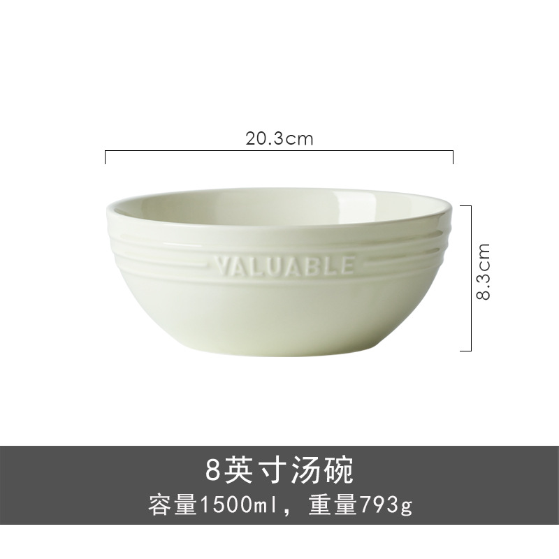 Trufa alivio blanco artesanía tazón de cerámica placa combinación simple ins ensalada plato bajo vidriado vajilla hogar