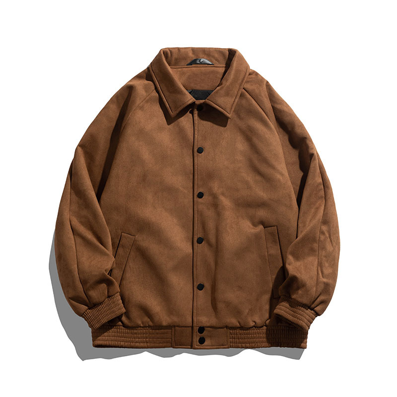 American retro suede jacket for men, spring and autumn, couple's style, trendy baseball jacket, loose fit, versatile.
