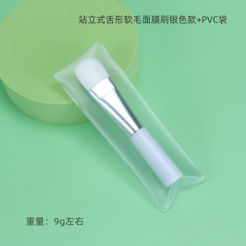 Revestimiento de pie Fundación película de barro líquido cepillo de maquillaje de doble uso mango plano portátil ultrafino pelo suave cepillo de máscara en forma de lengua