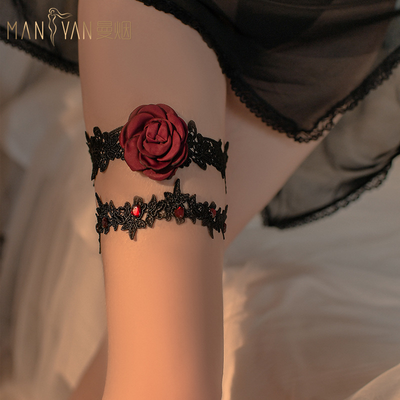 Manyan sexy accesorios sexy encaje Rosa pierna anillo a juego sexy Lencería uniforme traje 243