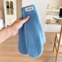 韩国东大门多巴胺ins兔毛手套女士冬季防寒保暖连指个性时尚包套