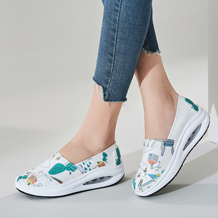 Canvas Rocking Shoes Women's 2023 Summer New Air Cushion Soft Bottom Walking Shoes One Slip-on Thick Bottom Old Beijing Cloth Shoes Women