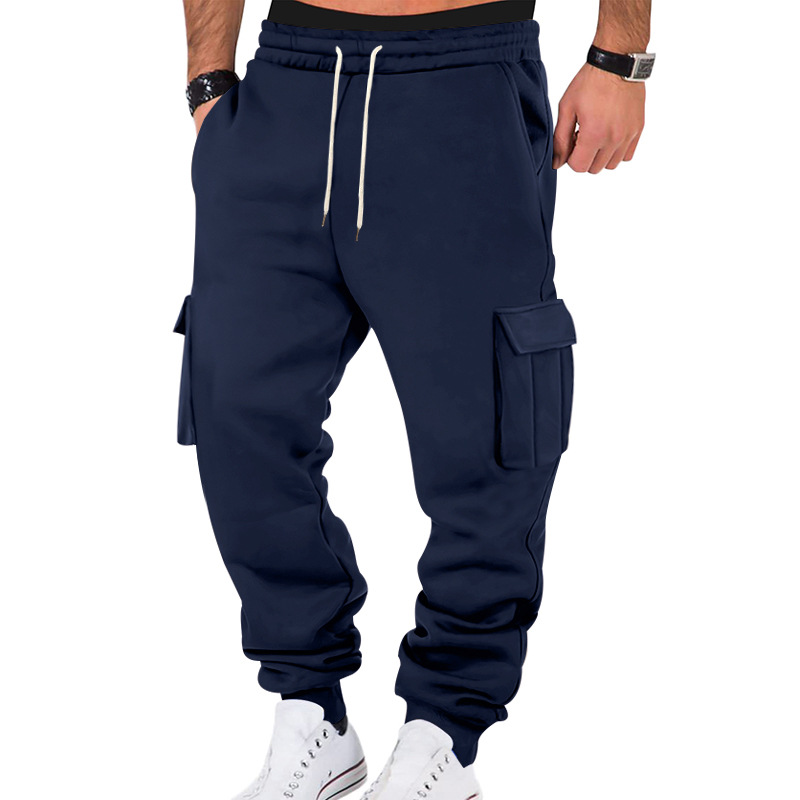 Transfronterizo otoño-invierno pesado americano pantalones de trabajo hombres transfronterizos de lana de bolsillo de bolsillo de bolsas deportivas casuales piernas pantalones de pila