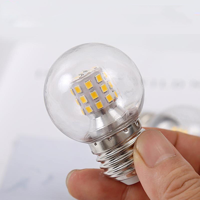 Led Magic Bean Bulb E27 Large Screw Molecule Lamp Energy-Saving Bulb Three-Color Dimming G45 Small Round Bulb Warm White Light 5W