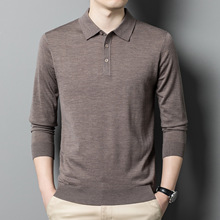 精仿纯羊毛长袖毛衣男士2024秋冬新款羊毛衫翻领加厚保暖打底衫男