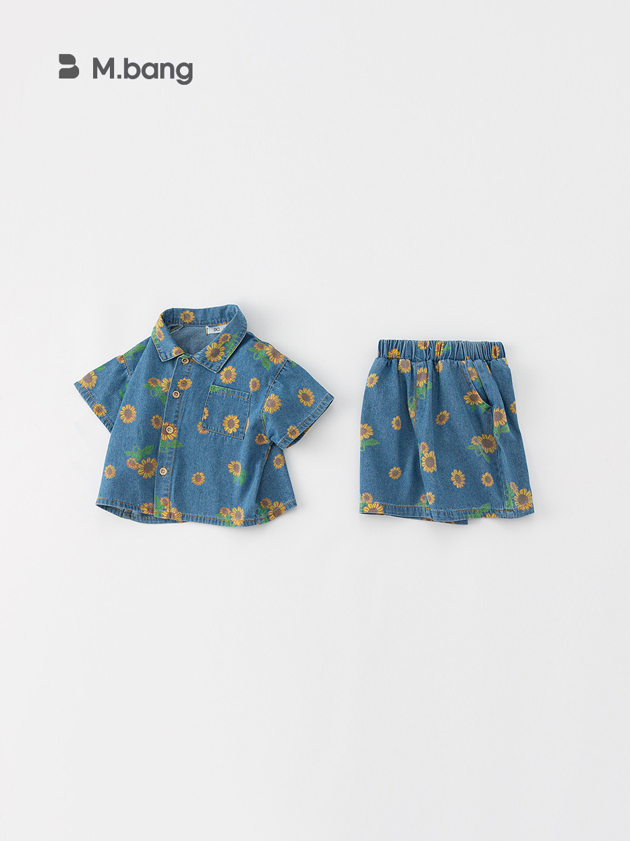 Ropa Infantil Youbao, Conjunto de Dos Piezas de Pantalones Cortos de Verano 2026 para Niños, Traje de Mezclilla para Niñas, Ropa Moderna para Niños Pequeños image 5
