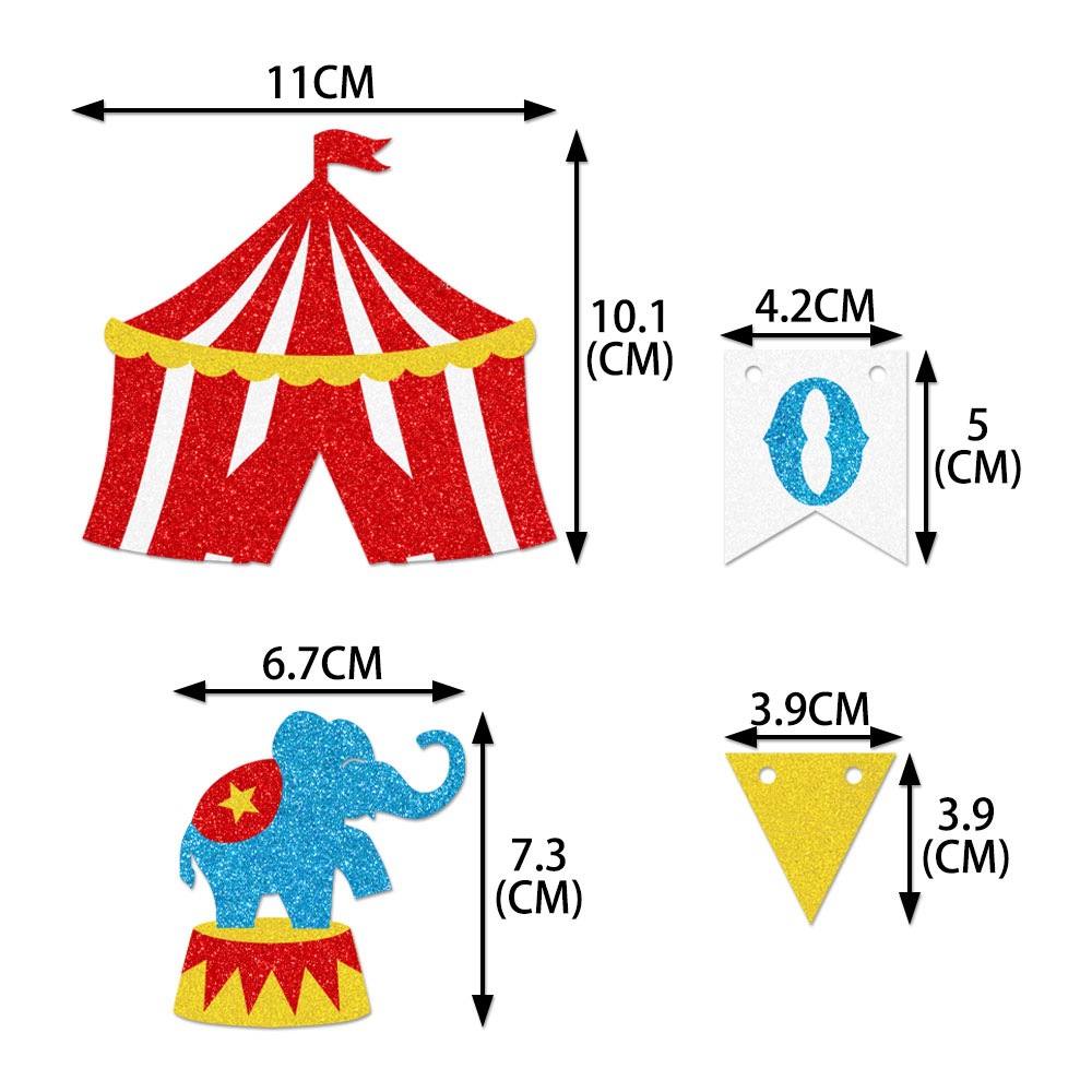 Amazon Hot Sale Circus Carnival Un aniversario de pastel Plug-in Kids Playground Decoración de pastel de cumpleaños