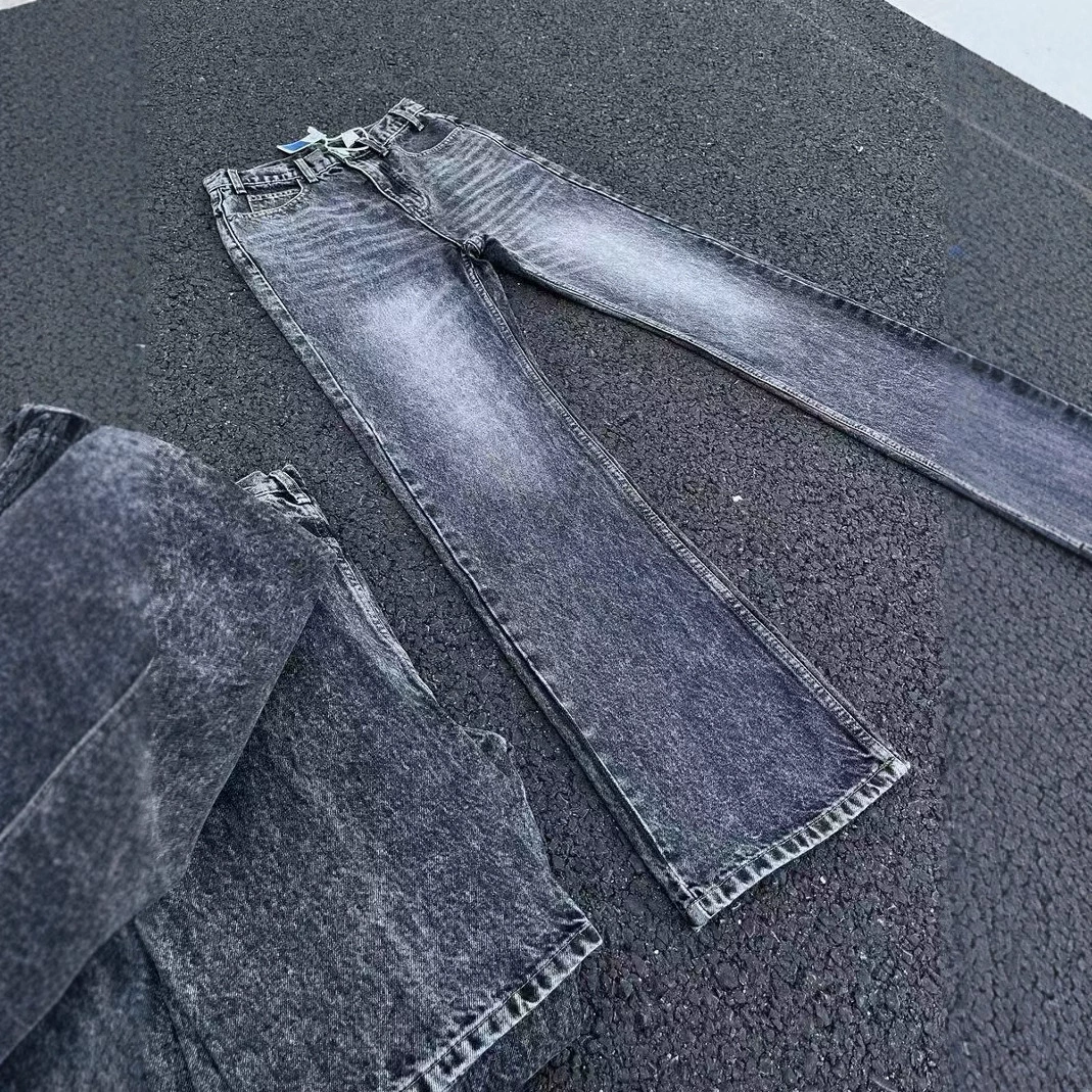 Новообращающиеся 517 дымно-серые джинсы Cleanfit вымытые Marble Pattoo ежедневные ходоки мужчины и женщины