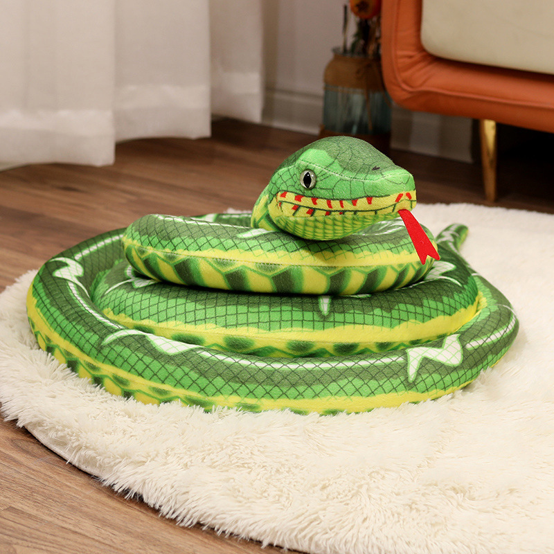 Simulación de juguetes de peluche serpiente falsa serpiente pequeña serpiente verde props mascotas parodia niños niños grandes muñecas pitón dorada