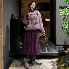 25秋冬新款轻奢感时髦毛袖金丝烧花蝴蝶夹棉外套146