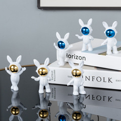 Plated rabbit figurine, rabbit year trendy toy, space astronaut desk accessory, indoor table decoration, factory direct supply, astronaut