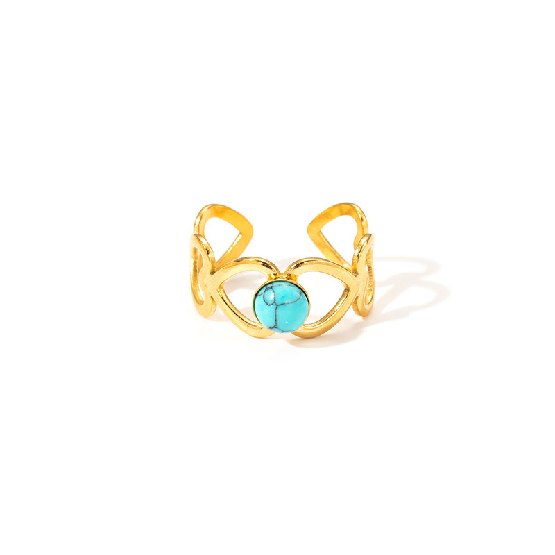 5g Weight 0.03µm Gold Plating Thickness Electroplated Gold Plating Process Golden Plated Plating Material Cat's Eye Stone Inlay Material Rings Classification 1 Piece Quantity Holiday, Daily Occasion 201 Stainless Steel Material Heart Shape Pattern Women's Gender Sweet, IG Style Style Inlay Craft Wholesale Jewelry IG Style Sweet Heart Shape Titanium Steel Natural Stone Gem Hollow Out Inlay Open Rings 20