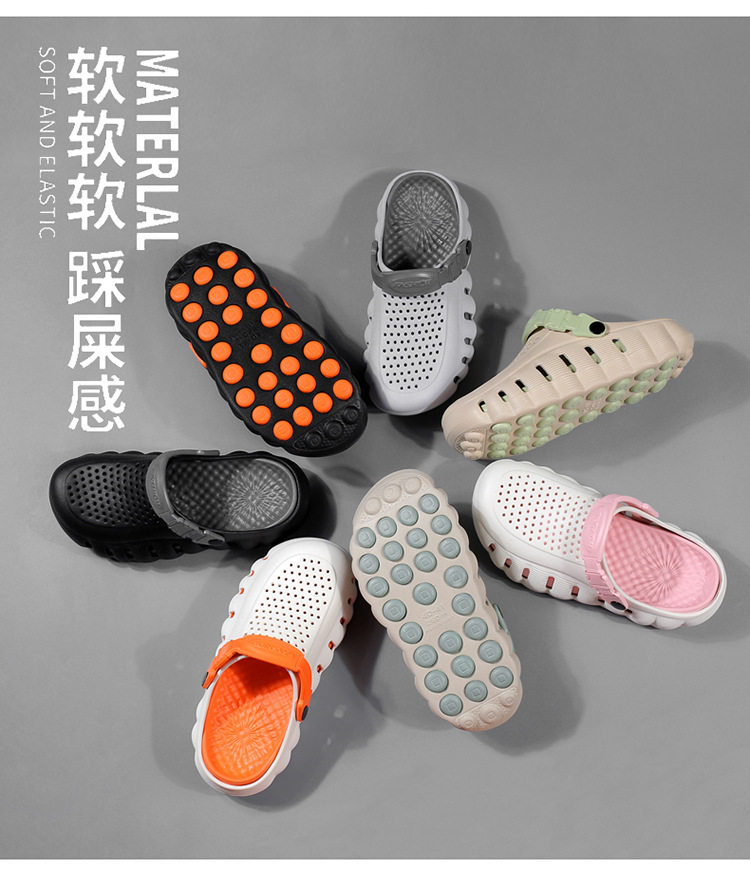 Dép nam kiểu clog mũi kín chống trượt, dép sandal thể thao đi biển và ngoài trời — 918 cam trắng, 918 hồng hoa anh đào trắng, 918 xanh sương mù, 918 xám nhạt xám đậm chi tiết 9