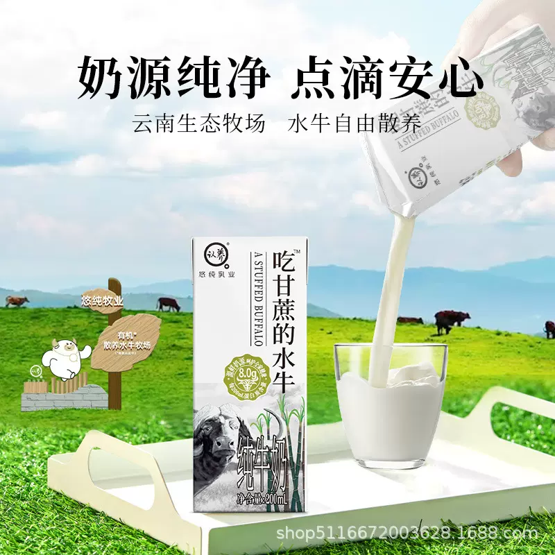 认养吃甘蔗的水牛奶200ml*10盒整箱牛奶儿童学生营养早餐纯牛奶
