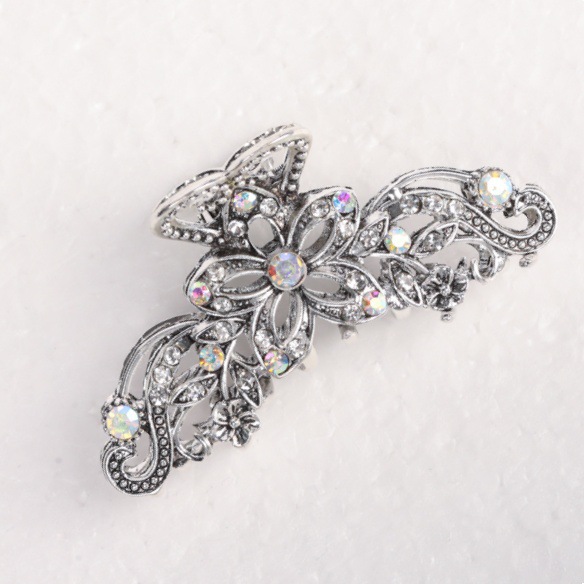 Retro hollow clip European and American hair accessories ladies flower rhinestone hairpin foreign trade cross-border