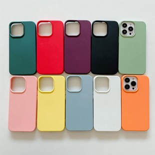 For iPhone 15 Pro Apple 16 PRO 14 Imitation Liquid Silicone TPU Large Hole Solid Color Magnetic Mobile Phone
