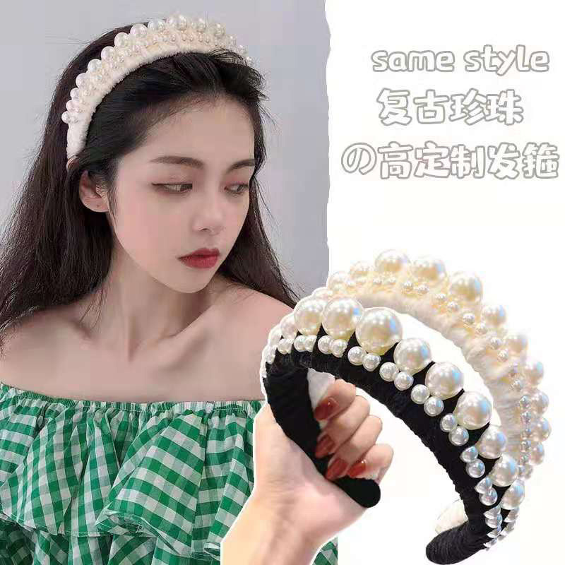 Temperament  pearl hair hoop sweet French handmade beaded hair hoop pearl hairpin hair accessories