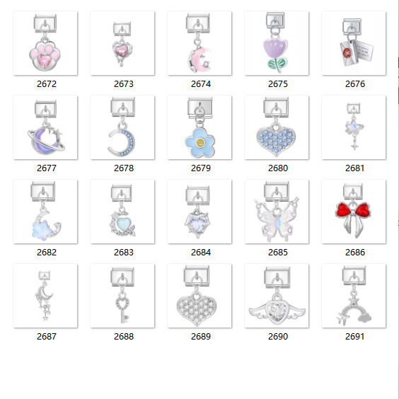 Shiny Girl Heart Pendant Italian Modular Chain Suitable for 9mm Stainless Steel Bracelet Jewelry DIY Love Making