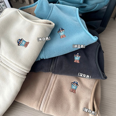 2023冬款童裝男童兒童加絨加厚保暖複合一體奧粒絨馬甲坎肩棉冬季