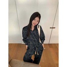 趋梦DT ETOLIE波西米亚风可调节袖防晒衬衫女宽松复古腰果花衬衣