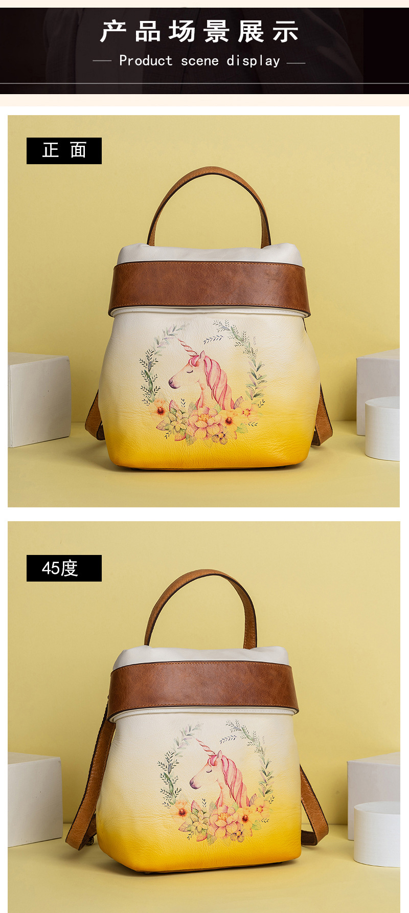 Ba lô da bò cổ điển đa năng phong cách doanh nhân — Vàng cổ điển, Nâu cổ điển, Xanh lá cổ điển chi tiết 16