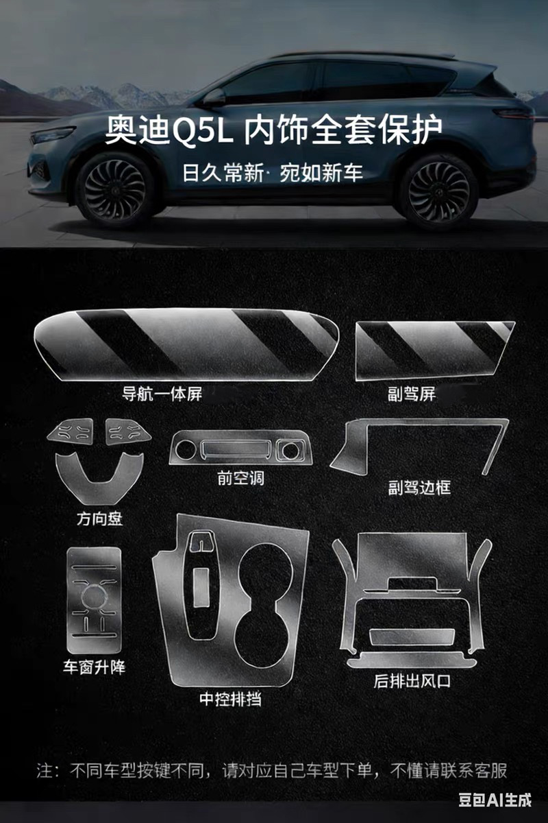 26 Types of Audi Q5L E-Tron Navigation Q5L Screen Film Q5L Center Console Modification Q5L Interior Protection Tpu Film