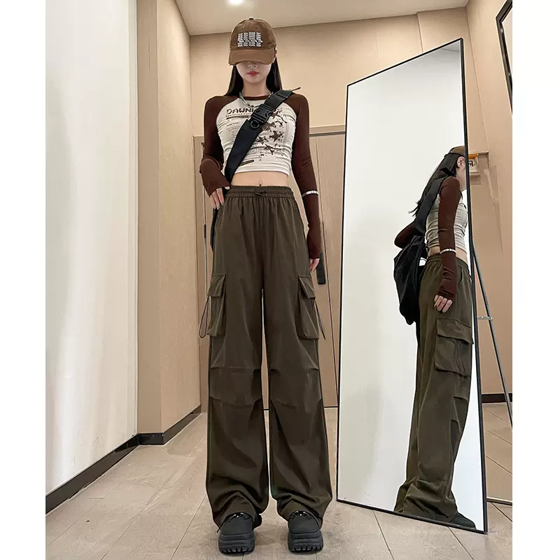 工装裤女春秋季薄款2024新款冲锋宽松阔腿小个子休闲夏登山运动裤