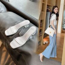 透明水晶高跟鞋裸色凉拖鞋法式厚底绝美防水台凉鞋女2025秋季新款