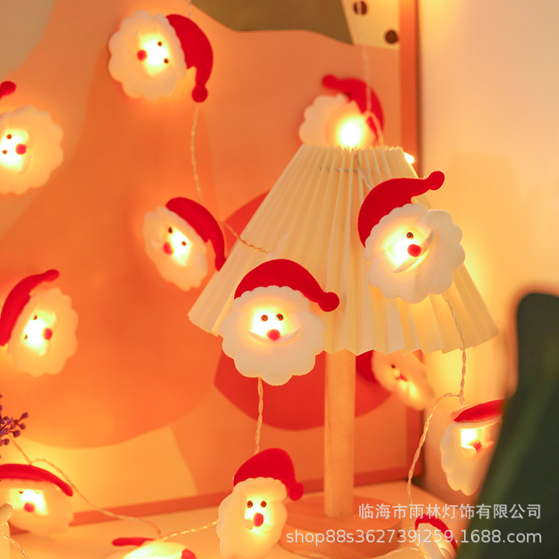 LED muñeco de nieve marioneta de peluche Cadena de luz Santa Claus alces Navidad vacaciones luces decorativas atmósfera diseño pequeñas luces de colores