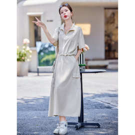 女装时尚休闲套装2024夏季新款短袖翻领休闲外套半裙两件套N8890