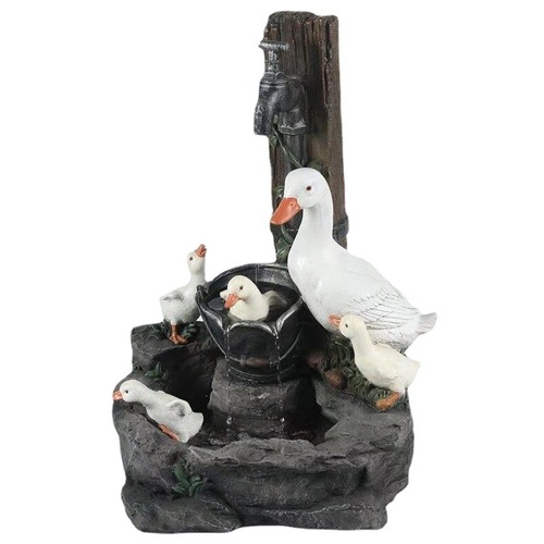 Solar duck water pump flowing water family resin crafts ornaments duck family resin garden ornaments