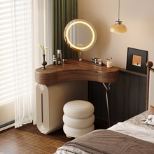 中古风转角梳妆台斗柜一体卧室角落小户型三角拐角化妆桌2025新款