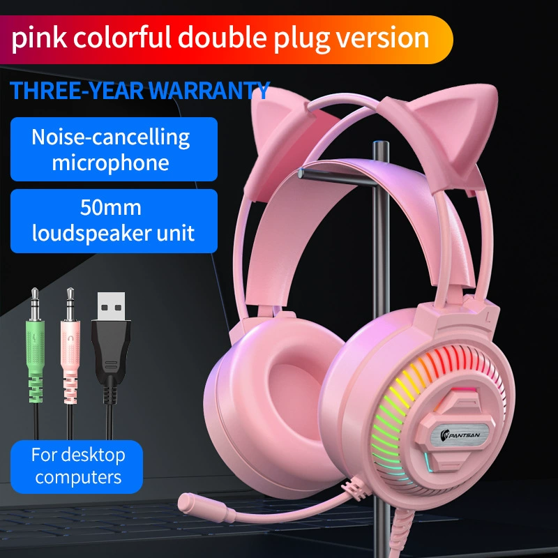 Cross-border live headphones female anchor shouts Mai Ear USB headset women wholesale 7.1USB