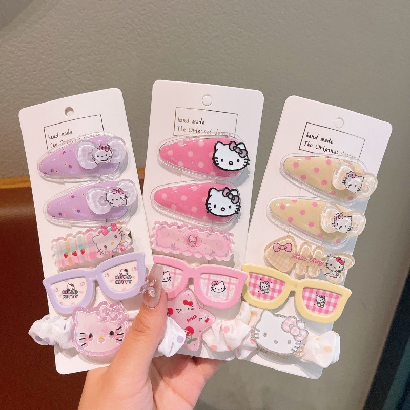 甘くてかわいい猫メガネヘアピンセット漫画高価値ガールハートサイドクリップヘアピンヘアアクセサリー卸売|undefined