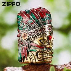 Zippo芝宝正品打火机印第安酋长套壳个性礼物煤油砂轮送礼批发