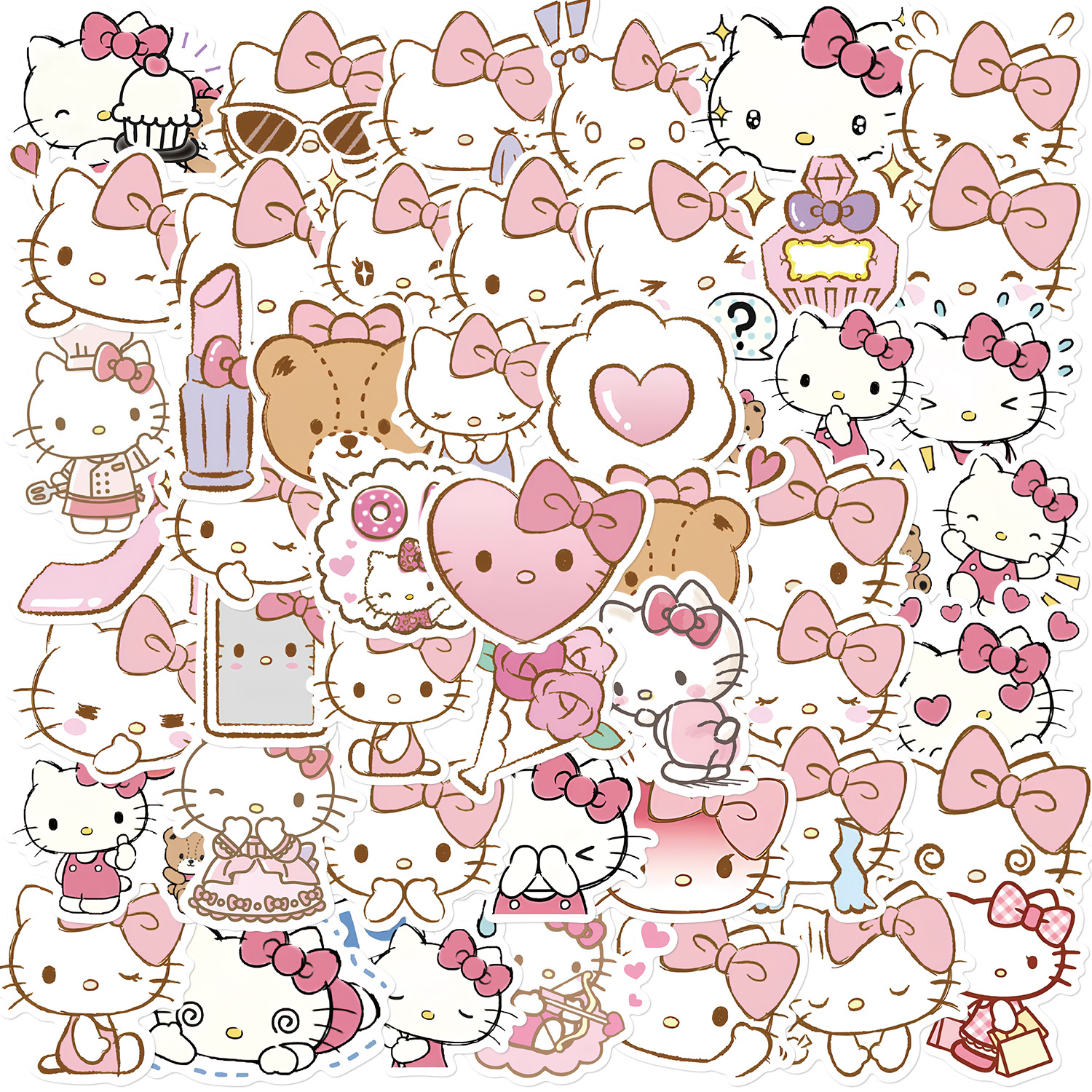 50张/套卡通少女粉kitten系列可爱贴纸DIY行李箱电脑水杯涂鸦贴纸