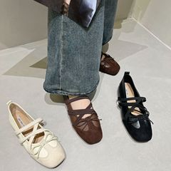 软平底绒面法式玛丽珍鞋仙女鞋2025年秋新款蝴蝶结温柔晚晚单鞋女
