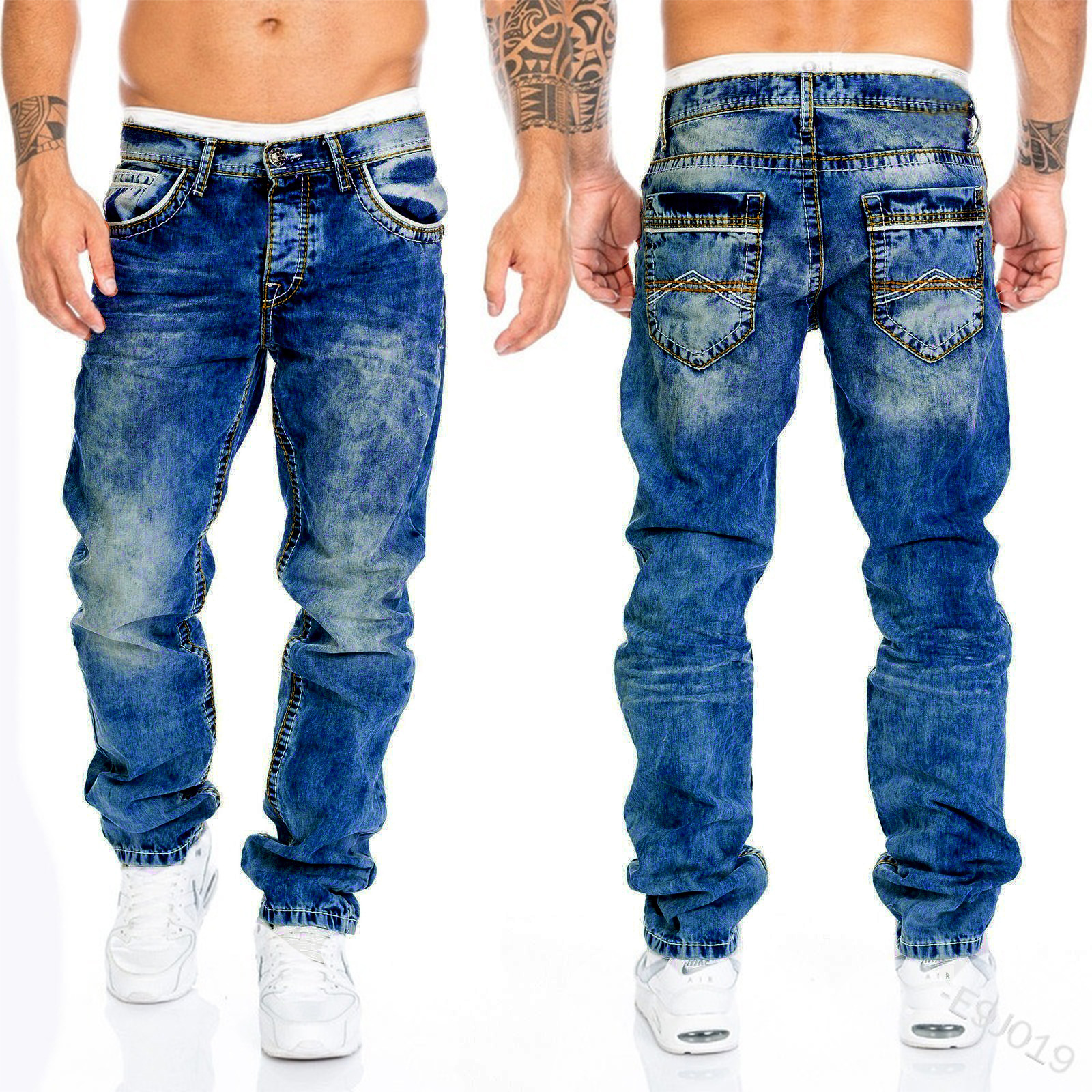 Men's Clothing new jeans, casual top line trousers, straight cut men's pants, hip hop jeans_voghion.com