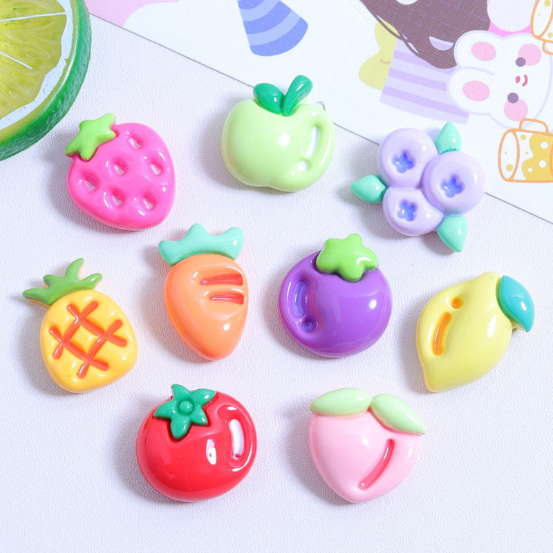 Expanded Fruit and Vegetable Cartoon DIY Jewelry Accessories Cream Glue Resin Small Accessories Hole Shoe Buckle Handmade Material Package