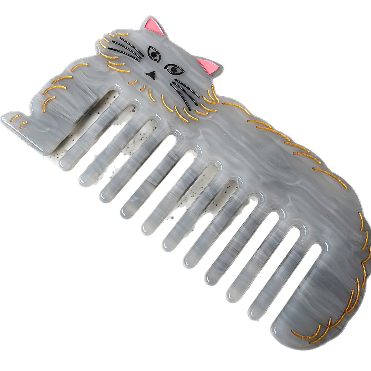 Acetato coreano de dientes anchos peinado retrógrado lindo gato peinado portátil lavable peinado antiestático