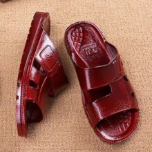 批发多款男士家居中老年人油拖鞋 浴室居家外出悠闲镂空一字拖