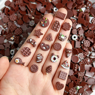 Mixed Resin Chocolate Biscuit Bread Nail Art Jewelry Luminous Food Play Handmade DIY Wear Plus Accessories Wholesale